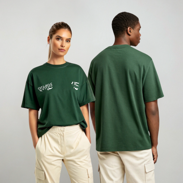 Plain Classic Unisex Oversized T-Shirt in Bottle Green Color.
