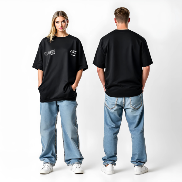 Plain Classic Unisex Oversized T-Shirt in Black Color.